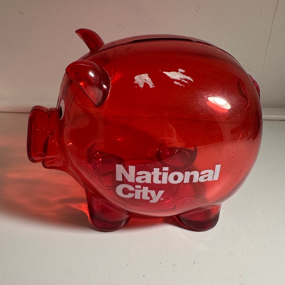 Red National City bank Piggy Bank
